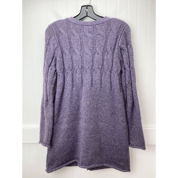 J Jill Button Up Cable Knit Cardigan XSmall Purple Lavender Long Chunky Sweater - Picture 2 of 12